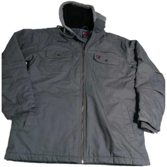 Wrangler Other - Wrangler‎ Riggs Workwear Jacket Mens Large Gray Hooded Full Zip Work Coat